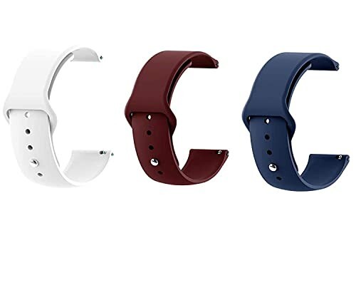 Soft Silicon 20mm Watch Strap Compatible with Amazfit Bip/Lite/GTS/Samsung Gear Sport/Galaxy Watch 42mm/ Active/2 40-44mm/ Classic/Fashion/ (Pack of 3)