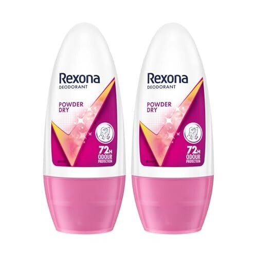 Rexona Powder Dry Underarm Roll-On Deodorant for Women | 72H Odour Protection | 50ml (Combo Pack of 2)