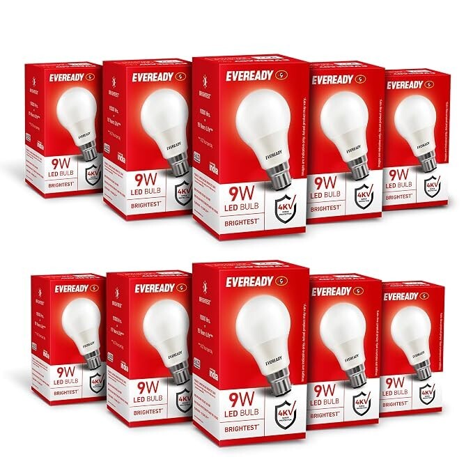 (71% OFF)10 pack - EVEREADY 9W LED Bulb, Cool Day Light (6500K), B22 Base 