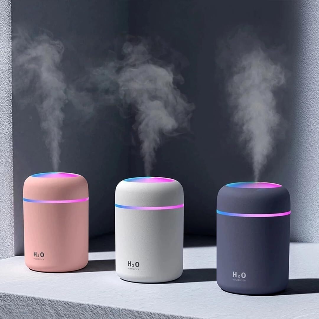 H2O Diffuser with Colorful LED Lights for Home Office & Small Rooms, Portable Cool Mist Small Quiet Air Humidifier for Aroma Therapy, Ultrasonic Essential Oil Diffuser for Moisture (Random)