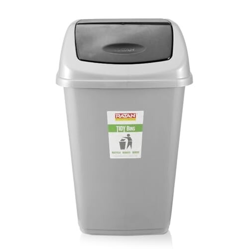 RATAN PLASTICWARE Tidy Bin with Swing Lid 25 Litres Plastic Dustbin, Trash Bin, Garbage Waste Bin For Home, Bathroom, Kitchen, Office, Bedroom Grey Color