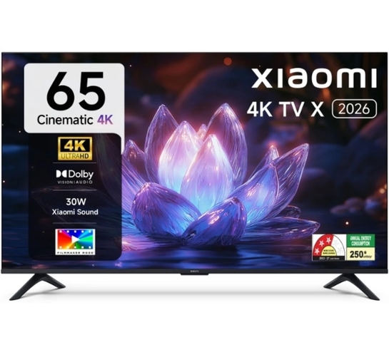 XIAOMI  X Series 165.1 cm (65 inch) Ultra HD (4K) LED Smart Google TV 2026 Edition with Dolby Vision, HDR 10, 34W Dolby Audio, Xiaomi Sound, Film-maker mode, 120 Hz Game Booster, Mi TV (L65MB-AIN)