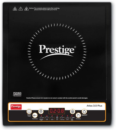 Prestige 1600 W Induction Cooktop Push Button (Black, Atlas 3.0 Plus)