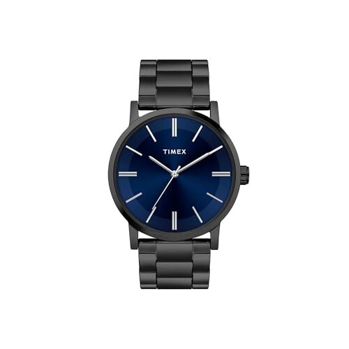 TIMEX Analog Watch for man with Blue Round Dial & Black Stainless Steel Bracelet Band Water Resistant Men's Wrist Watches - TWHG35SMU08