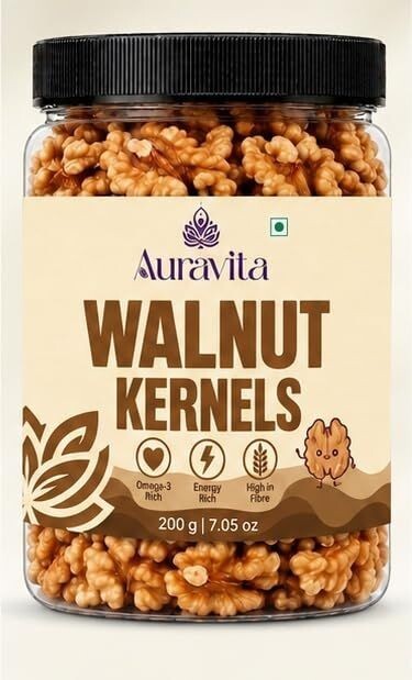 Auravita Walnut Kernels, 200g Pouch | Raw Akhrot Giri Dry Fruit | High Protein 