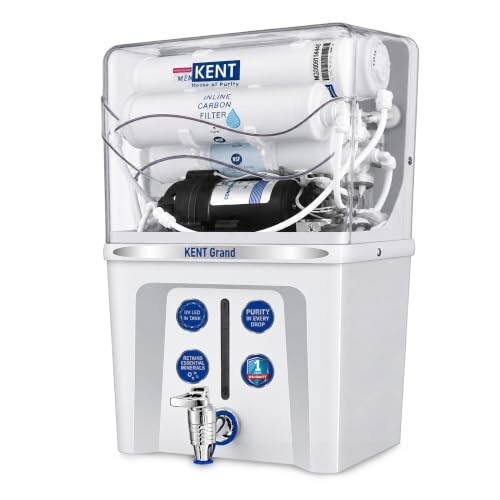 KENT Grand RO Water Purifier | Advanced RO Tech for Sabse Shudh Paani | RO+UF+TDS Control + UV LED Tank| 7.5L| 20LPH Flow|Ideal for Borewell/Tanker/Municipal Water 