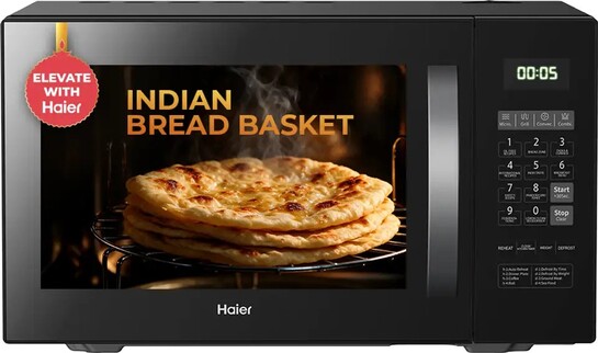 Haier 23 L with 205 Auto cook menus, Child Lock, Convection Microwave Oven (HIL2302CRSH:IN/MWO/DL, Black)