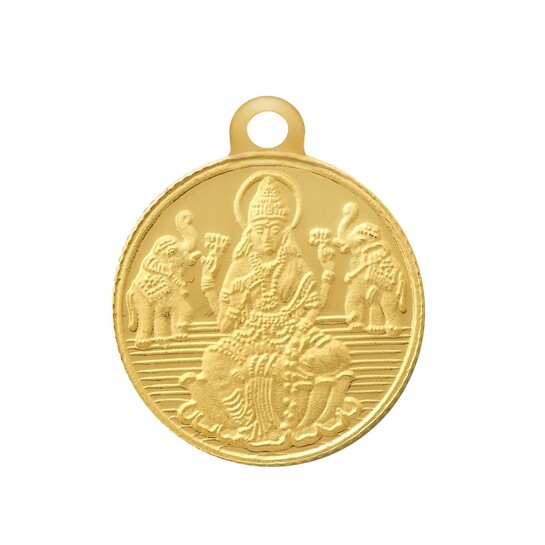 Bangalore Refinery 2 Gram Round Lakshmi 24k (999) Gold Pendant at 29311
