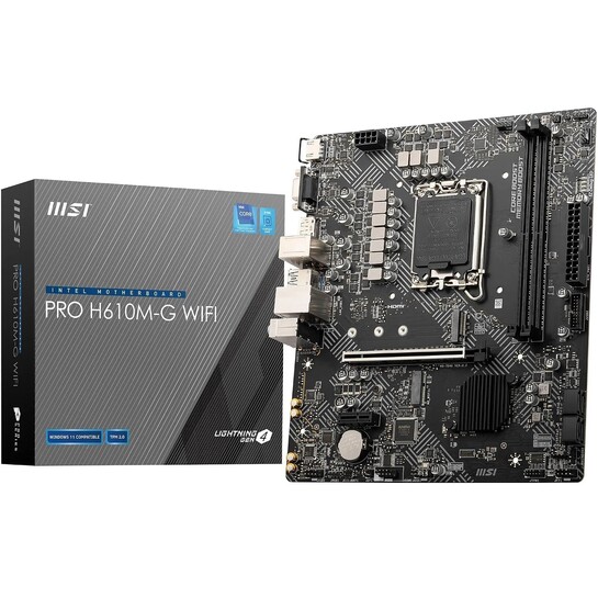 MSI PRO H610M-G WiFi Motherboard – Micro-ATX, Supports 12th/13th/14th Gen Intel Core Processors, LGA 1700 Socket, DDR5 Memory Boost 5600MHz/MAX, PCIe 4, 1G LAN, M.2 Slots, USB 3.2, Wi-Fi 6E