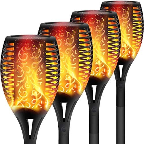 XERGY Solar Lights Outdoor Waterproof Dancing Fire Mashaal Flame Torch 96 LED 2200 mAh Battery Lantern Landscape 