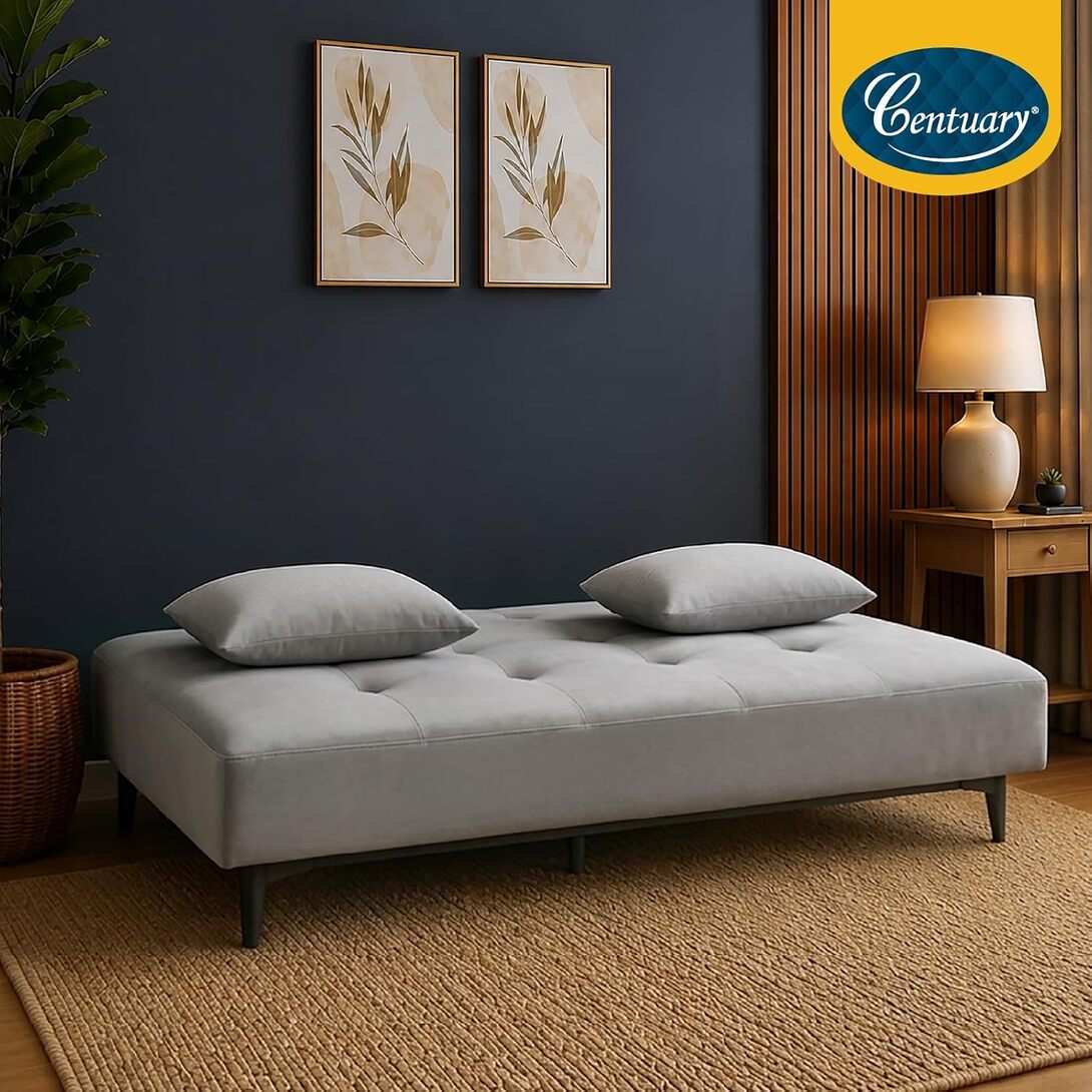 Centuary Sleepables 3-in-1 Convertible Lightweight Sofa, Recliner, Bed with 2 Cushions Grey Mist [Prime rewards + automated coupon + SBI CC]