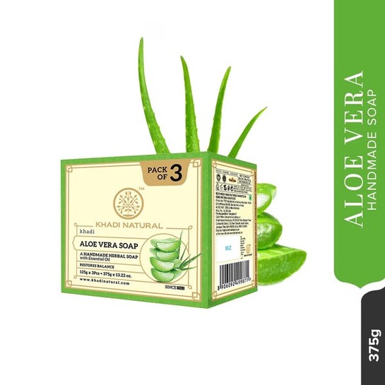 instamart - Khadi Natural Aloe Vera Handmade Soap | Revitalize & Hydrate Skin (Pack Of 3)