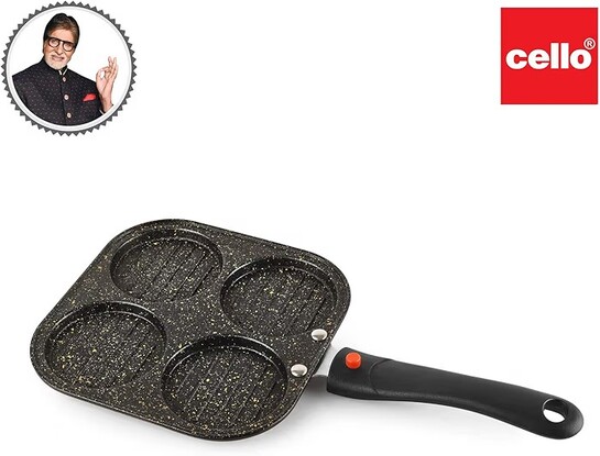 CELLO 4 Cavity Aluminium Nonstick Uttapam Appam Fry Pan