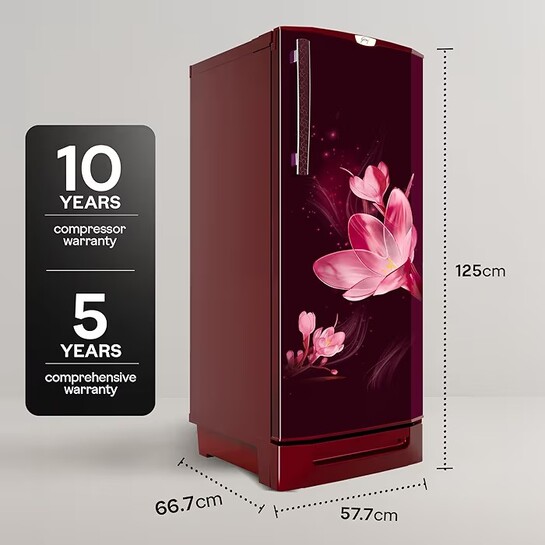 Godrej 185L 4 Star with 5 Years Comprehensive Warranty 24 Days Farm Freshness, Jumbo Vegetable Tray, Dry Storage Drawer, Inverter Technology Single Door Refrigerator