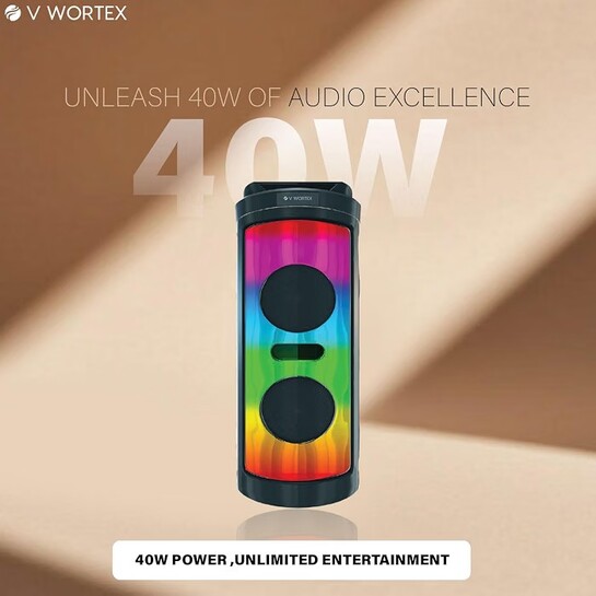 40W Bluetooth Party Speaker with RGB Lights, Fast Charging, Powerful Bass