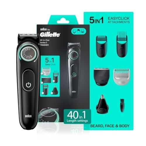 Gillette Series 3 All-in-One Beard & Body Trimmer for Man (by Braun) | 3-Year Warranty