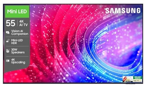 Samsung 55 inch (138cm) Mini LED 4K Vision AI 2026 Smart TV | 30W Speakers | 4K Upscaling | Mini-LED HDR | 150+ Channels | 7 Years OS Upgrade | UA55M2EHAULXL