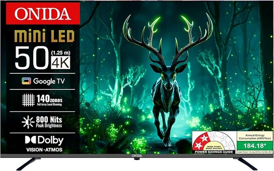 ONIDA 127 cm (50 inchs) Nexg Series 4K Ultra HD Smart QLED Mini LED Google TV MZ50MIN