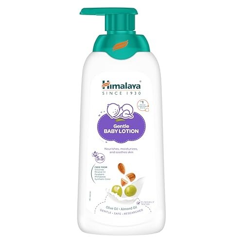 Himalaya Gentle Baby Lotion 400ml with Almond oil, Olive oil, Country Mallow | No.1 Doctor-Prescribed Brand |pH 5.5 formulation | Nourishes and moisturizes your baby's skin | Safe for Newborns