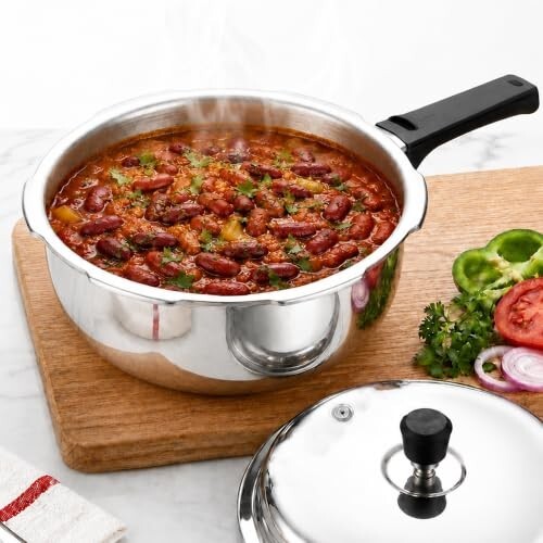 SOLARA Triply Outer Lid Pressure Pan 2 Litre | 3-Ply Stainless Steel | Induction & Gas Compatible | Uniform Heat Distribution | ISI Certified | Silver