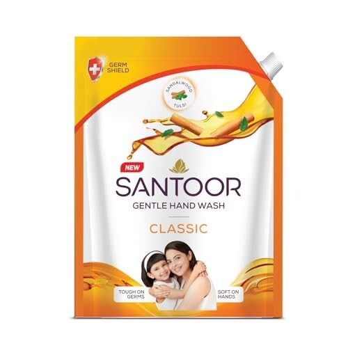 Santoor Classic Gentle Hand Wash with Natural goodness of Sandalwood & Tulsi, 1200ml