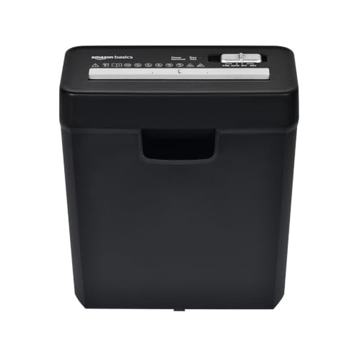 Amazon Basics 6-Sheet Strip Cut Paper & Credit Card Shredder, 10 Liter Waste Basket Capacity|for Office and Home Usage| 1 Year Brand Warranty
