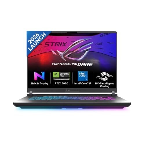 ASUS ROG Strix G16 (2026),(14th Gen),Intel Core i7 14650HX,RTX 5050-8GB,16GB RAM (Upgradeable),1TB SSD,2.5k FHD+,16"(40 cm),Win 11,M365 Basic(1Y),Office 24,Gray,2.65 Kg,G615JHR-TS144WS,Gaming Laptop