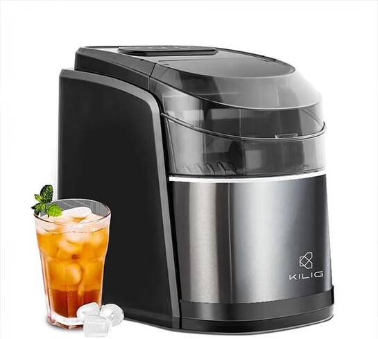 Kilig C02B Countertop Ice Maker Machine | 9 Ice Ready in 5 Mins | 15Kg-24H | Self-Cleaning Function | Portable Ice Maker