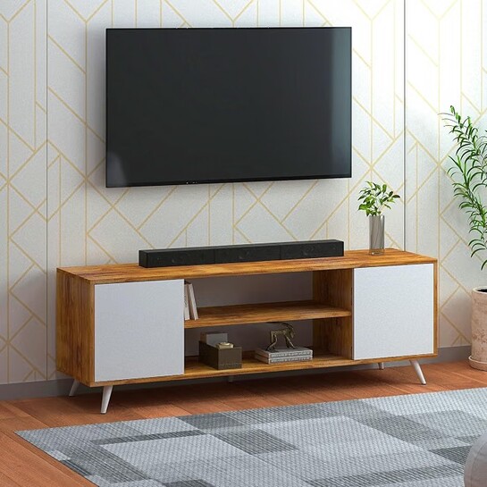 Callas Engineered Wood TV Entertainment Unit for Living Room | Modern TV Cabinet with Shelves & Storage