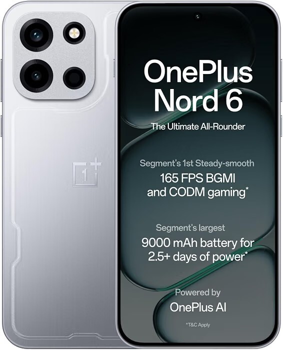 OnePlus Nord 6 | 12GB+256GB | Quick Silver | Snapdragon 8s Gen 4 | Segment's First Stable 165FPS Gaming