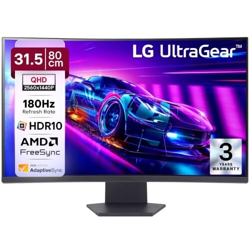 LG 32GS60QC 80cm (32 Inch) Ultragear Curved (1000R) QHD (2560x1440) Gaming Monitor