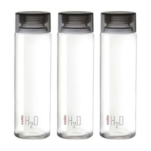 CELLO H2O Glass Fridge Water Bottle with Plastic Cap | Leak proof & break-proof | Wide mouth & Easy to Clean 