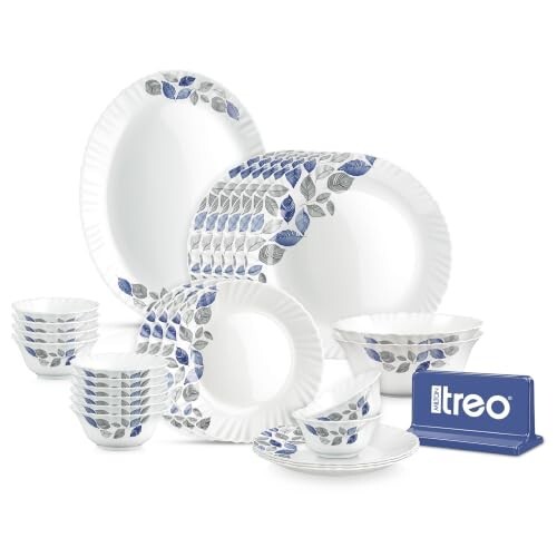 Treo By Milton Opalware Aurelia Lunis Dinner Set of 27 | Serving for 6 | Microwave & Dishwasher Safe | Bone-Ash Free | Tempered Toughness | Plates & Bowls | Crockery Set for Dining & Gifting