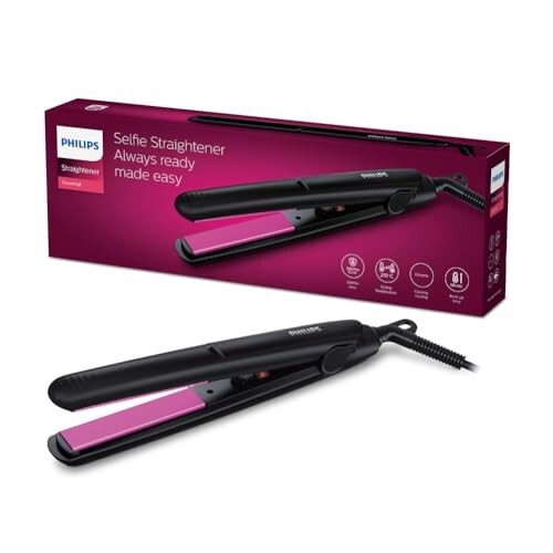 Philips India's No.1 Hair Styling Brand Selfie Hair Straightener, Minimized Heat Damage,SilkPro Care, Ceramic Plates,Smooth Shiny Straight Hair, 
