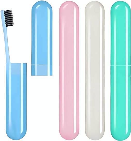E-COSMOS Premium Toothbrush Container Toothbrush Cap, Caps, Cover, Covers, Case, Holder, Cases, Travel, Home use (Pack of 4)