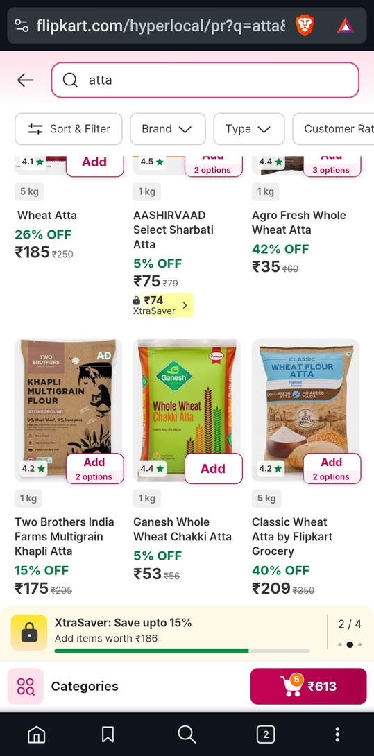 Atta at upto 42% off( location specific)