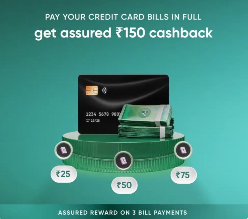 CRED: ₹150 cashback on 3 credit card bill payment in full [user specific]