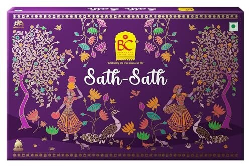 Bhikharam Chandmal - Sath Sath Diwali Gift Hamper - Indian Sweets - Besan Laddu 200 Gm, Soan Papdi 200 Gm - Ideal For Gifting - Pack of 1