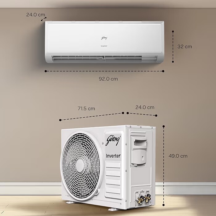 Godrej 1.5 Ton 3 Star| New Star Rated| Inverter Split AC | 5-in-1 Convertible Cooling | (AC 1.5T EC HIC 18Q3TH WA)