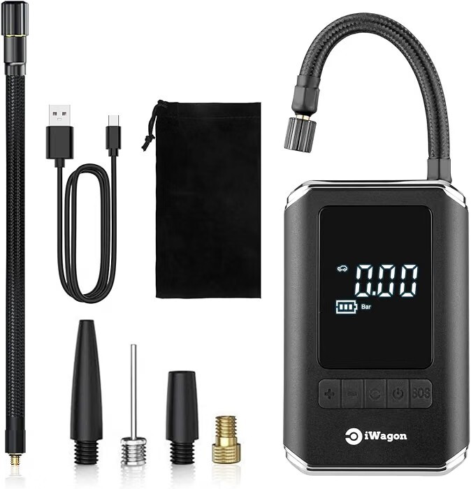 iWagon i5626 130 PSI Portable Electric Tyre Air Inflator Pump for Car & Bike | 4000 mAh | Digital HD Display | 4 Air Fill Modes
