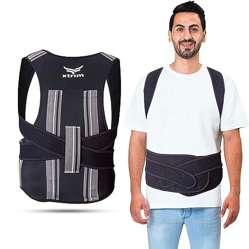 XTRIM Posture Corrector for Men & Women, Adjustable Back Support Belt for Back Pain Relief, Spine Posture Corrector with Soft Shoulder Pads, Back Straightener Belt (Medium)