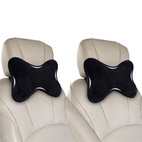 Billebon Neck Rest Pillow for Head Rest Fiber Neck Support for Car Seat, Office Chair, Car Pillows and Cushions for Head & Neck Support in Travel (Black, Set of 2)
