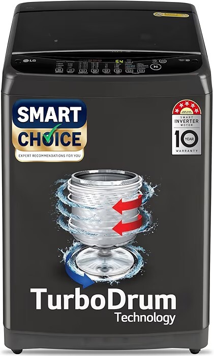 LG Smart Choice, 9 Kg, 5 Star, Smart Inverter Technology, Turbodrum, Fully Automatic Top Load Washing Machine