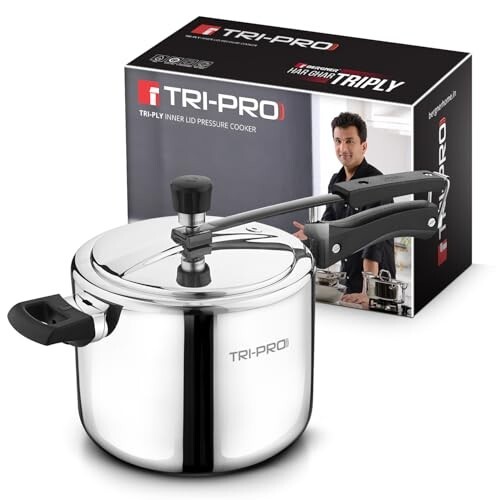 [Apply ₹400 Coupon] TriPro Triply Stainless Steel 5L Pressure Cooker | Induction & Gas Compatible