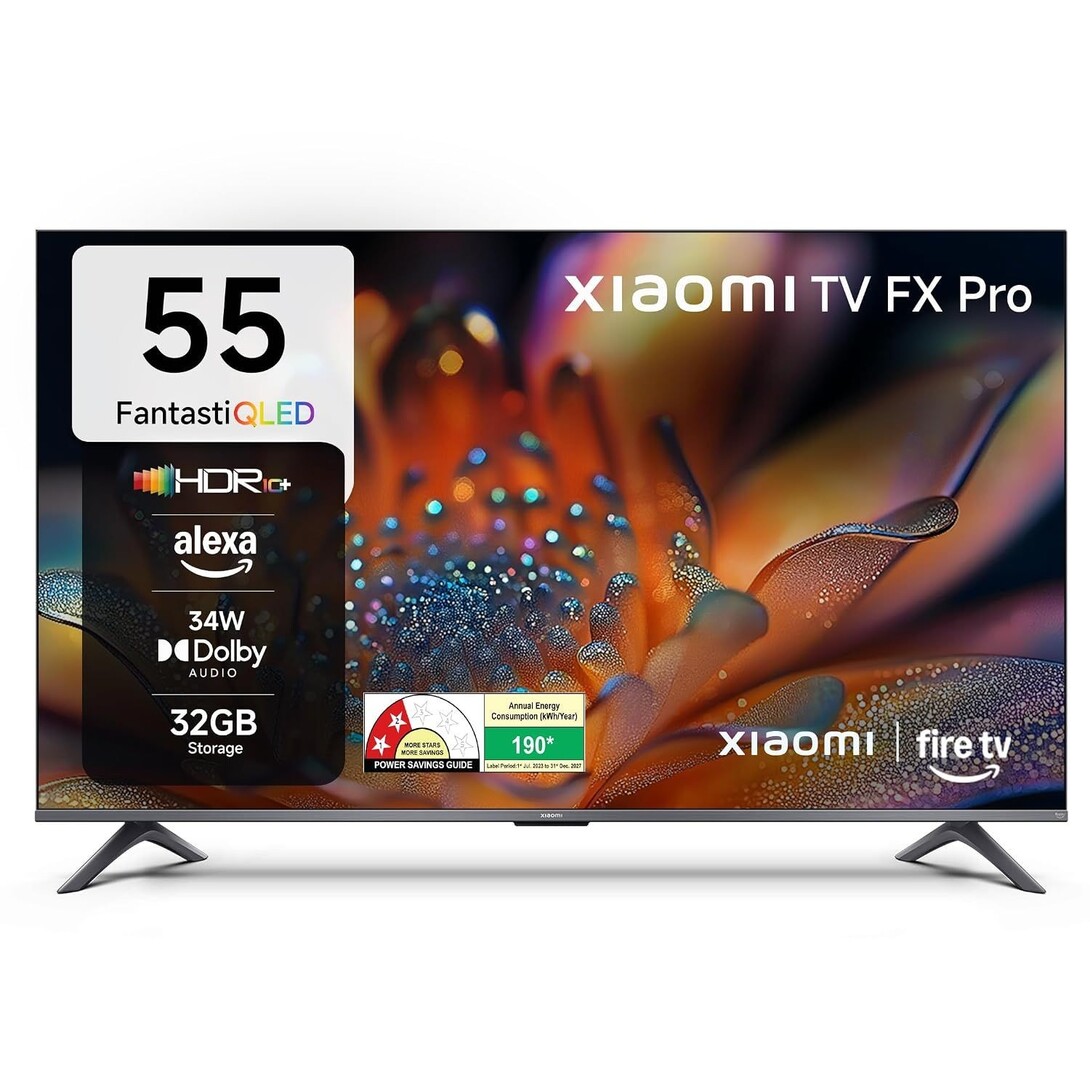 Xiaomi (139 cm) 55 inch Smartchoice FX Pro 4K QLED Smart | HDR10+ | 34W Box Speakers | 120Hz Game Booster | Filmmaker Mode | Fire TV | L55MB-FPIN