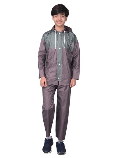 Dollar Rainguard Kids' Full Sleeve Solid Raincoat Set With Adjustable Hood and Pocket