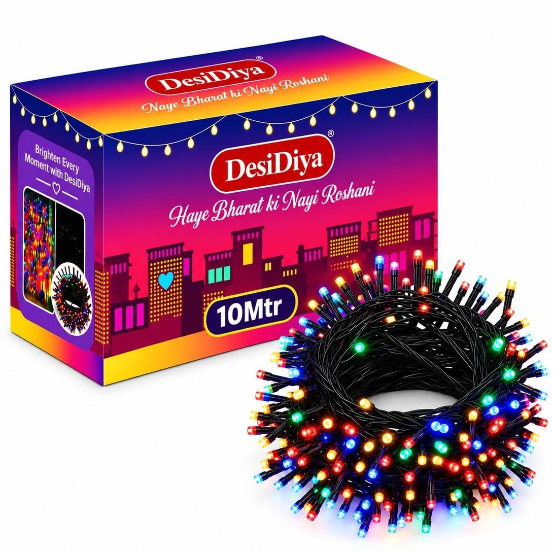 Plastic 10 Meter LED Decorative String Fairy Rice Lights for Home Decoration Indoor and Outdoor Decoration Lights, Festival, Party, Garden, Wedding (Multicolor)(Pack of 1)