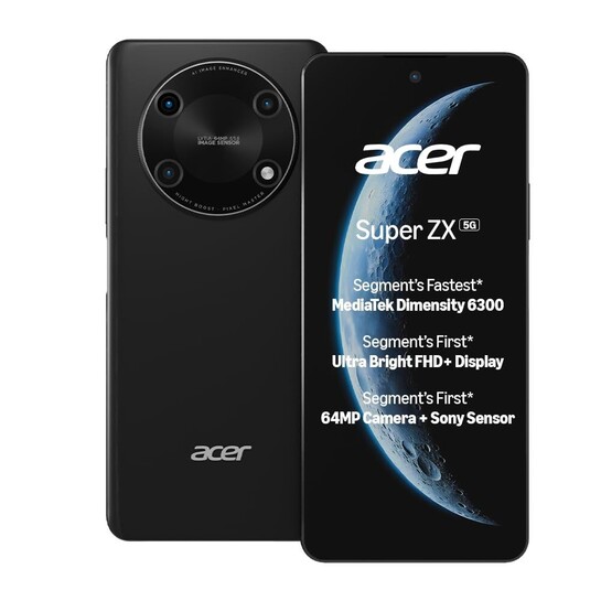 acer Super ZX 5G (Carbon Black, 6GB RAM, 128GB) | Segment-First FHD+ 6.8” 120Hz Display | Sony 64MP AI Triple Camera | 5000 mAh Long Lasting Battery