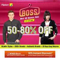 Flipkart Best of Season Sale(BOSS) Live Now : Get 50-80% Discounts on more than 10 Lakh Styles