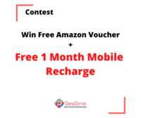 Win Free 1 month mobile recharge + Amazon vouchers